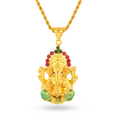 22K Gold Colorful Lord Ganesha Pendant